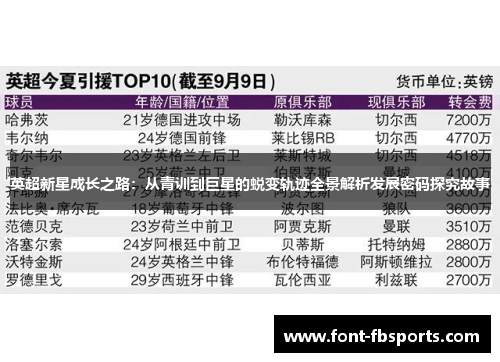英超新星成长之路：从青训到巨星的蜕变轨迹全景解析发展密码探究故事