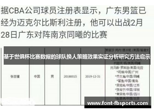 基于世俱杯比赛数据的球队换人策略效果实证分析研究方法启示